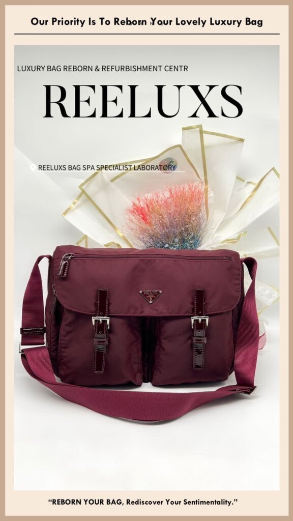 Re-nylon Shoulder Bag Nylon Faded Entire Leather Crack & Damaged Oxidation — frame 4