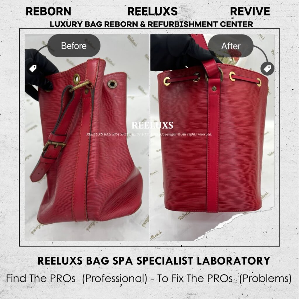 Epi Petit Noe Bucket Bag Leather Discoloration Leather Hard & Damaged — frame 7