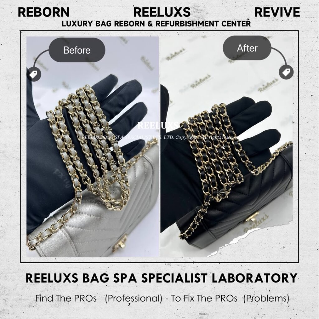 Chevron Mademoiselle Vintage Wallet On Chain WOC Metallic Mold Spot Damaged Oxidation… — frame 6