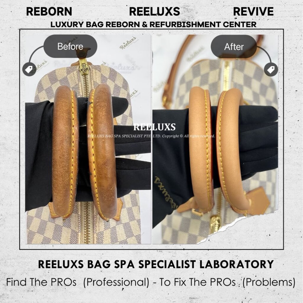 Speedy Damier Azur Bag Vachetta Fully Stain, Cracked Damaged Customized To LOUIS… — frame 9