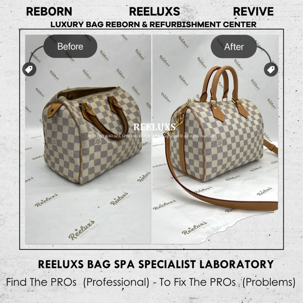 Speedy Damier Azur Bag Vachetta Fully Stain, Cracked Damaged Customized To LOUIS… — frame 2
