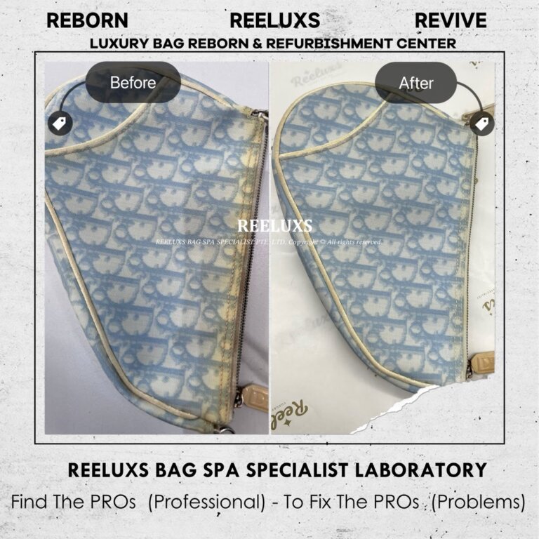 Christian Dior Oblique Saddle Pochette Bag Canvas Yellowish Stain Problem Nano Spa Deep Cleaning Treatment