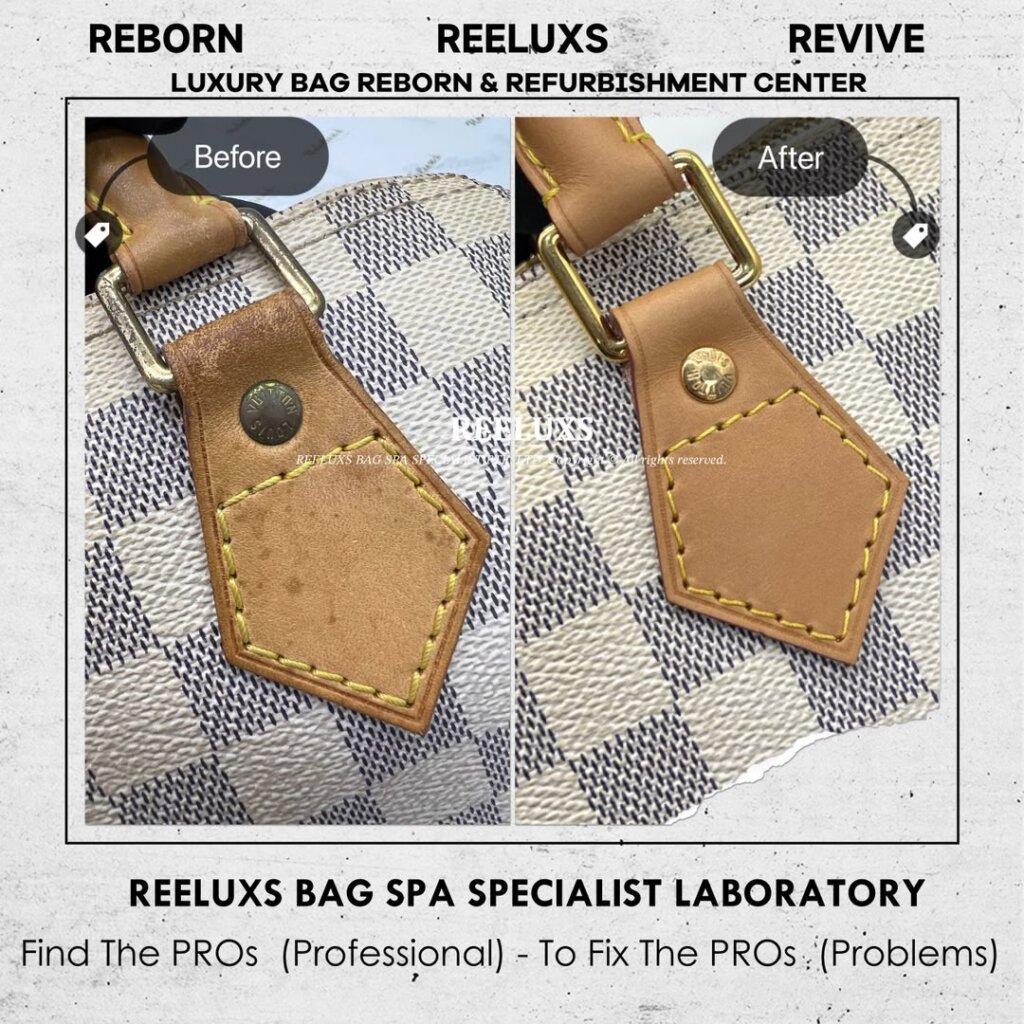 Speedy Damier Azur Bag Vachetta Fully Stain, Cracked Damaged Customized To LOUIS… — frame 10