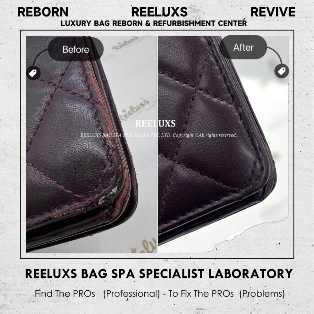 Chanel Wallet Inner Color Stain Color Fadeed Leather Peel Off Corner Damaged — frame 5