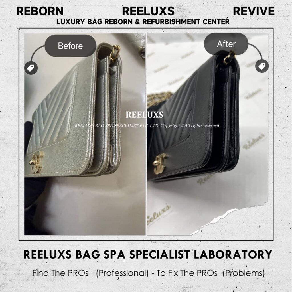 Chevron Mademoiselle Vintage Wallet On Chain WOC Metallic Mold Spot Damaged Oxidation… — frame 2