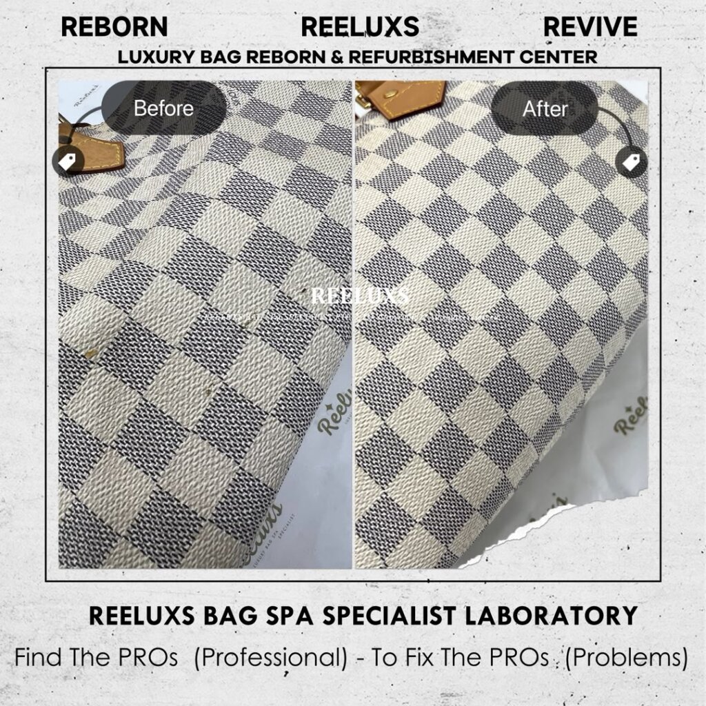 Speedy Damier Azur Bag Vachetta Fully Stain, Cracked Damaged Customized To LOUIS… — frame 6