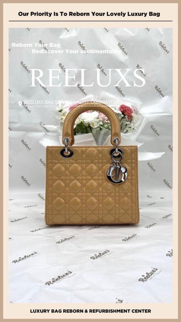 Lady Dior Patent leather Handbag Patent Leather Color Damaged Oxidation Refurbishment |… — frame 7