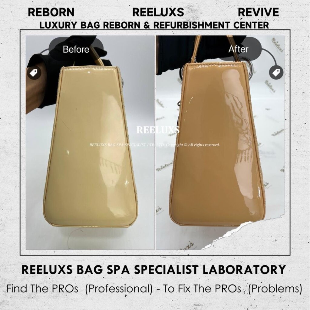 Lady Dior Patent leather Handbag Patent Leather Color Damaged Oxidation Refurbishment |… — frame 3