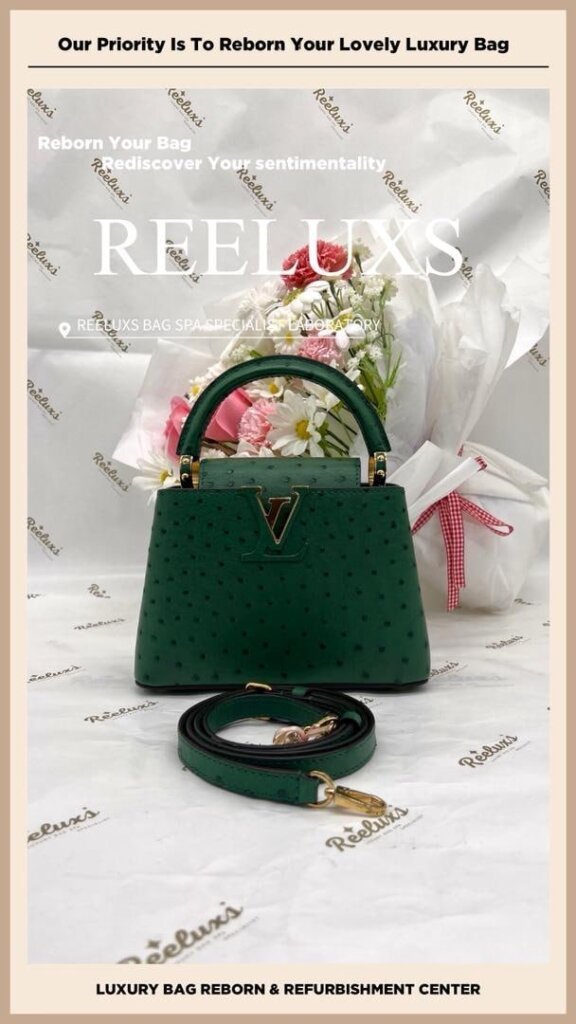 Capucines Mini Ostrich Leather Discoloration Color Restoration | REELUXS — frame 6
