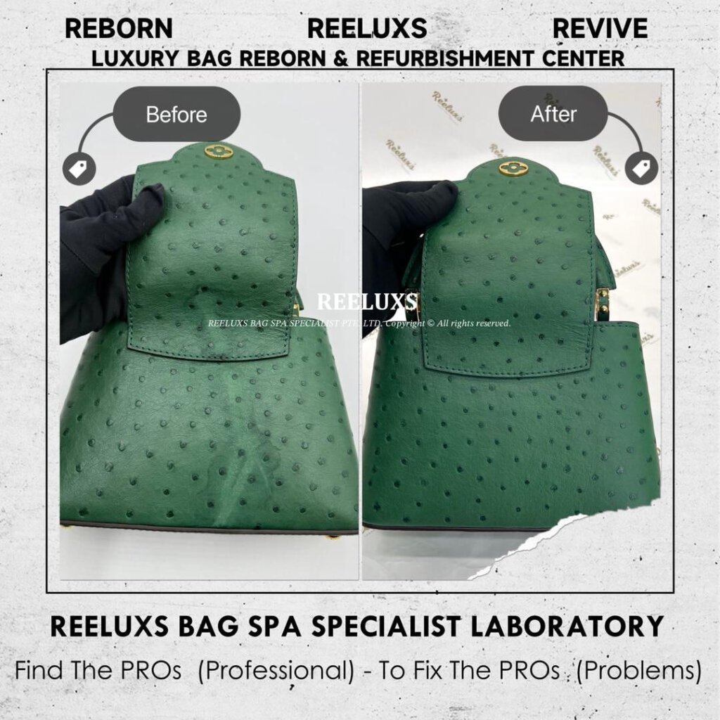 Capucines Mini Ostrich Leather Discoloration Color Restoration | REELUXS — frame 2