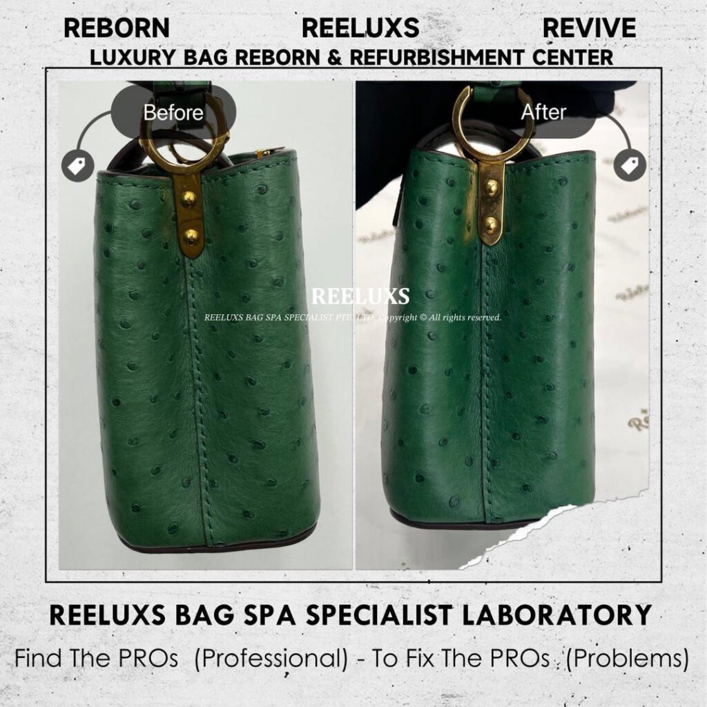 Capucines Mini Ostrich Leather Discoloration Color Restoration | REELUXS — frame 3