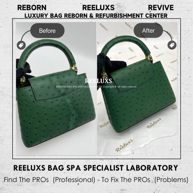 Louis Vuitton Capucines Mini Ostrich Leather Discoloration Color Restoration | REELUXS