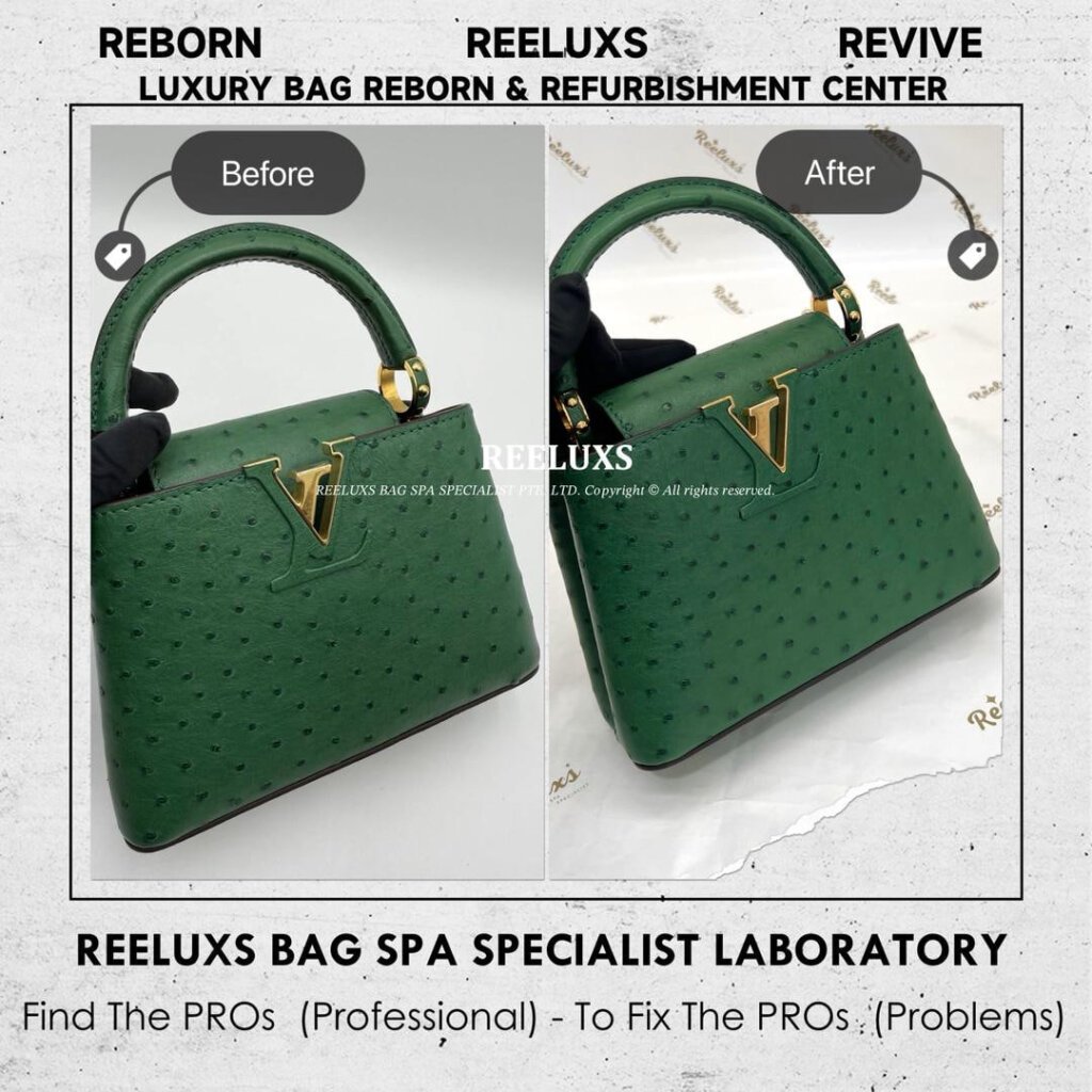 Capucines Mini Ostrich Leather Discoloration Color Restoration | REELUXS — frame 4