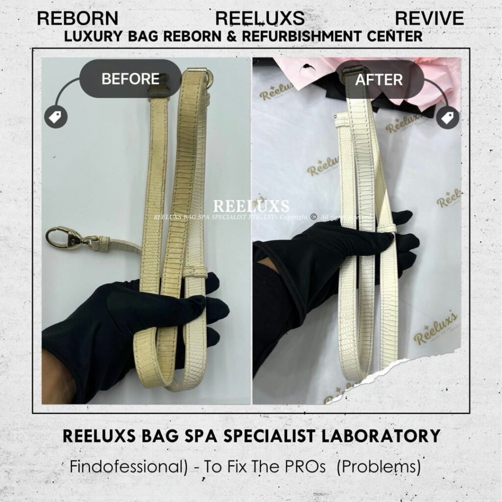 Lady Dior Lizard Leather Handbag Exotic Python Oxidation Yellowish Refurbishment | REELUXS — frame 8