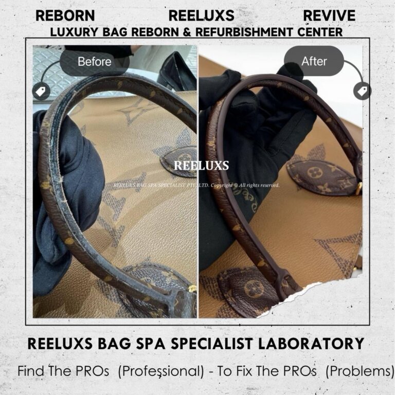 Louis Vuitton OnTheGo MM Monogram Canvas Handbag Handle Oil Edge Cracked & Damaged Replacement | REELUXS
