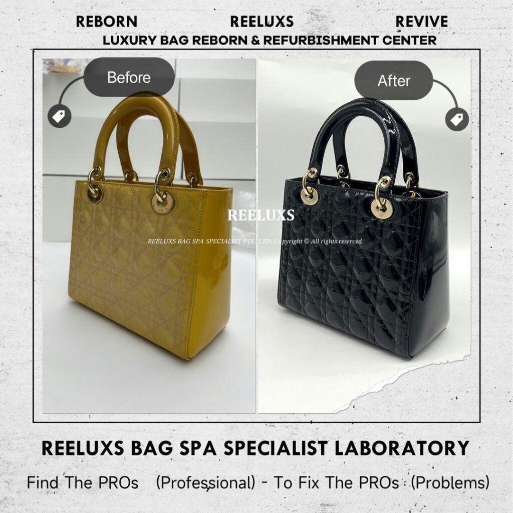 Lady Dior Patent Leather Handbag Patent Color Damaged Oxidation Change To Black… — frame 2