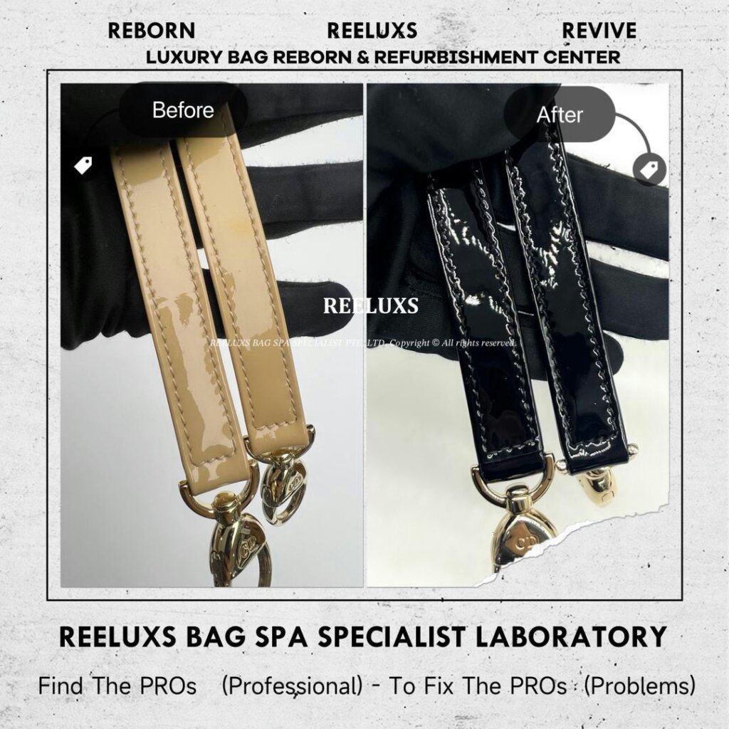 Lady Dior Patent Leather Handbag Patent Color Damaged Oxidation Change To Black… — frame 8