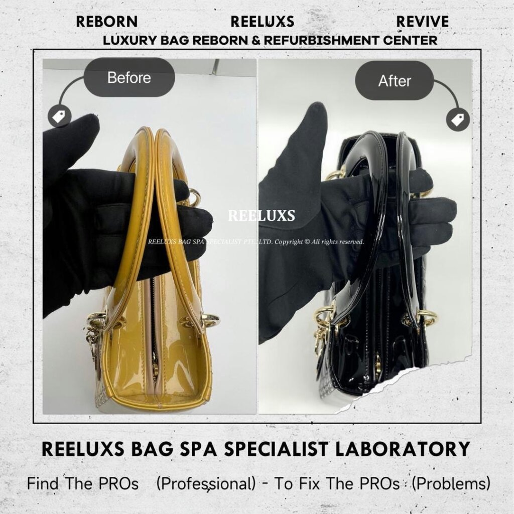 Lady Dior Patent Leather Handbag Patent Color Damaged Oxidation Change To Black… — frame 7