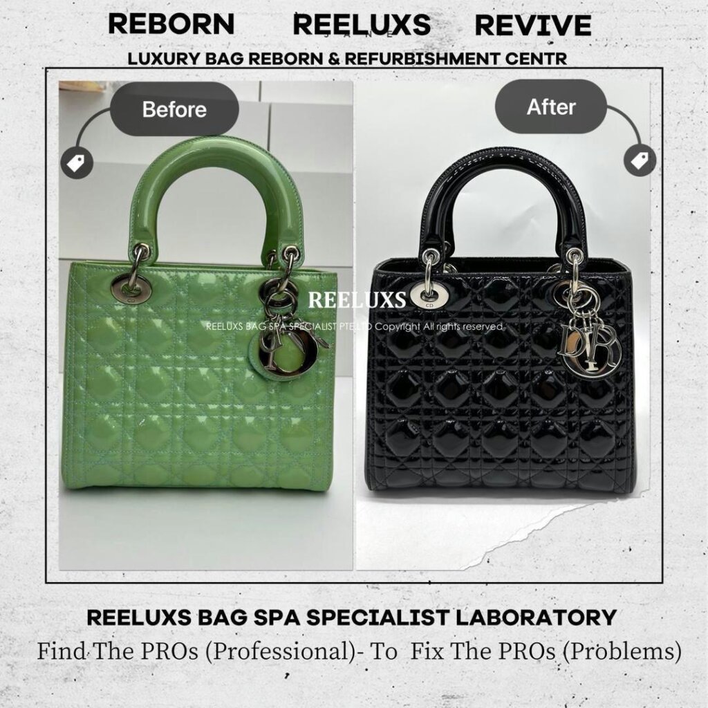 Lady Dior Patent Leather Handbag Patent Color Damaged Oxidation Change To Black… — frame 2