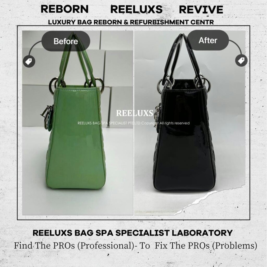 Lady Dior Patent Leather Handbag Patent Color Damaged Oxidation Change To Black… — frame 3