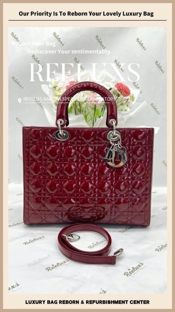 Christian Dior Lady Dior Handbag Patent Leather Mold Oxidation Damaged & Color… — frame 7