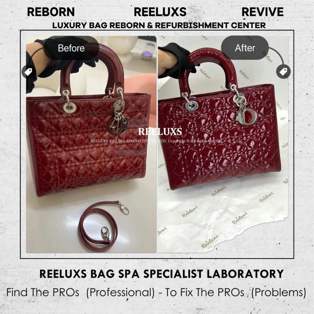 Christian Dior Lady Dior Handbag Patent Leather Mold Oxidation Damaged & Color… — frame 2