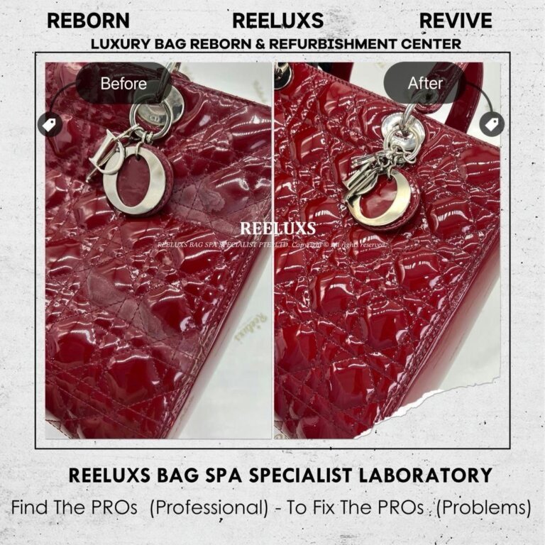 Christian Dior Lady Dior Handbag Patent Leather Mold Oxidation Damaged & Color Damaged Refurbishment | REELUXS