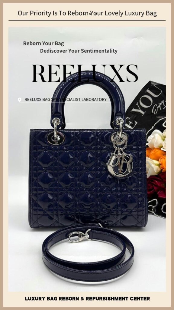 Lady Dior Medium Handbag Patent Leather Color Transfer Oxidation Refurbishment I REELUXS — frame 10
