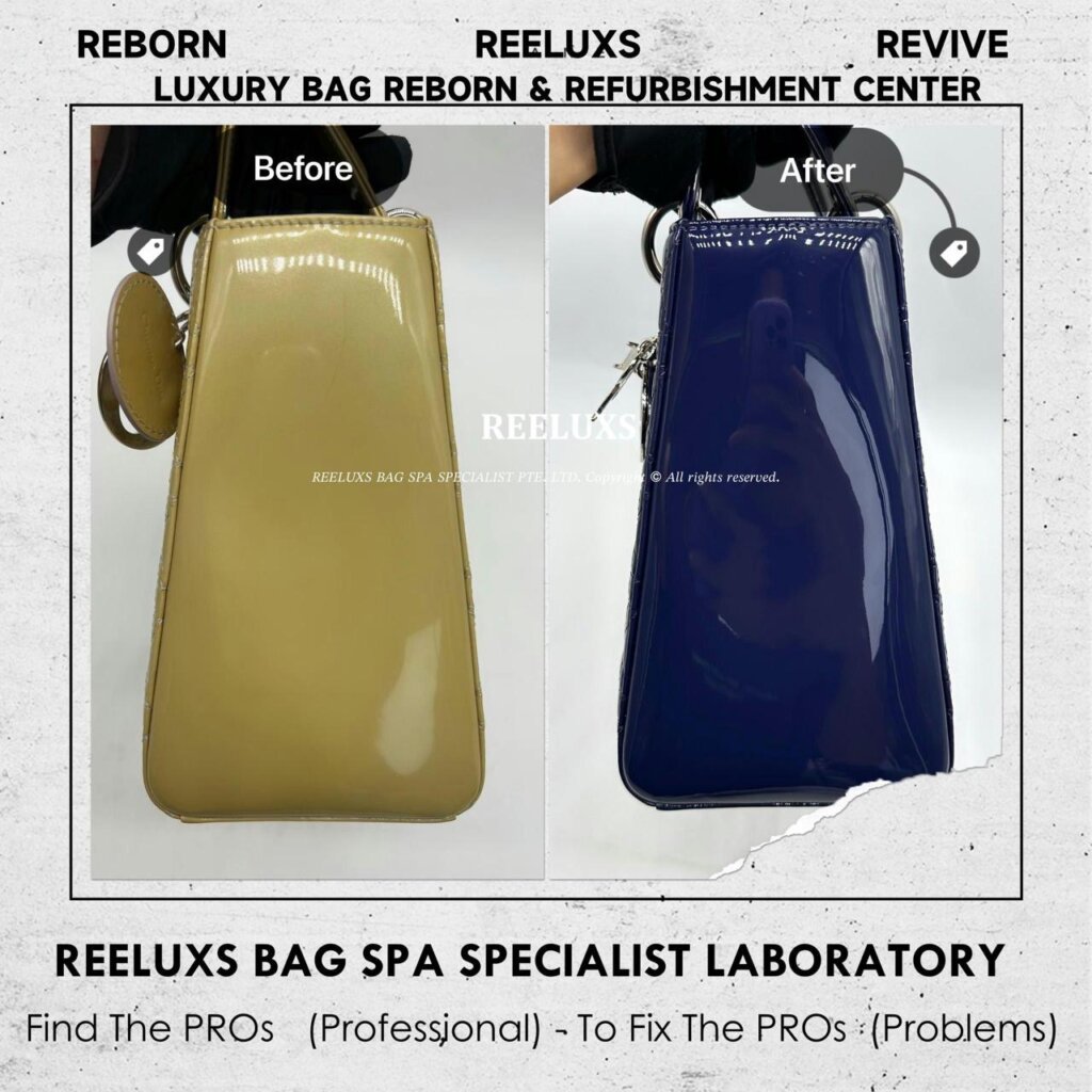Lady Dior Medium Handbag Patent Leather Color Transfer Oxidation Refurbishment I REELUXS — frame 3