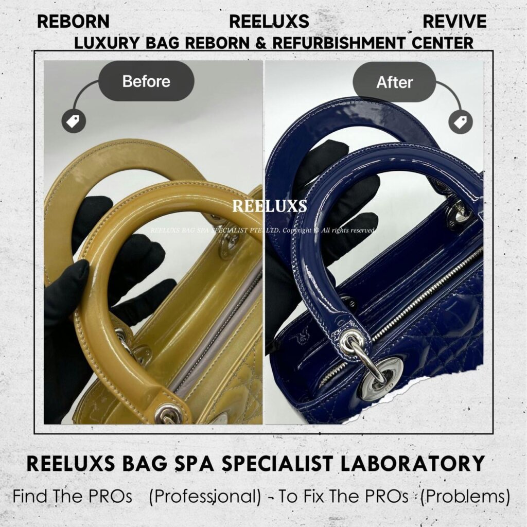 Lady Dior Medium Handbag Patent Leather Color Transfer Oxidation Refurbishment I REELUXS — frame 5