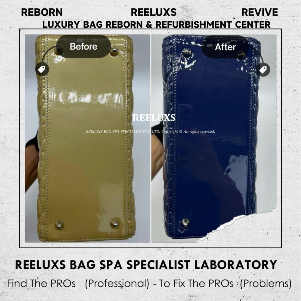 Lady Dior Medium Handbag Patent Leather Color Transfer Oxidation Refurbishment I REELUXS — frame 6