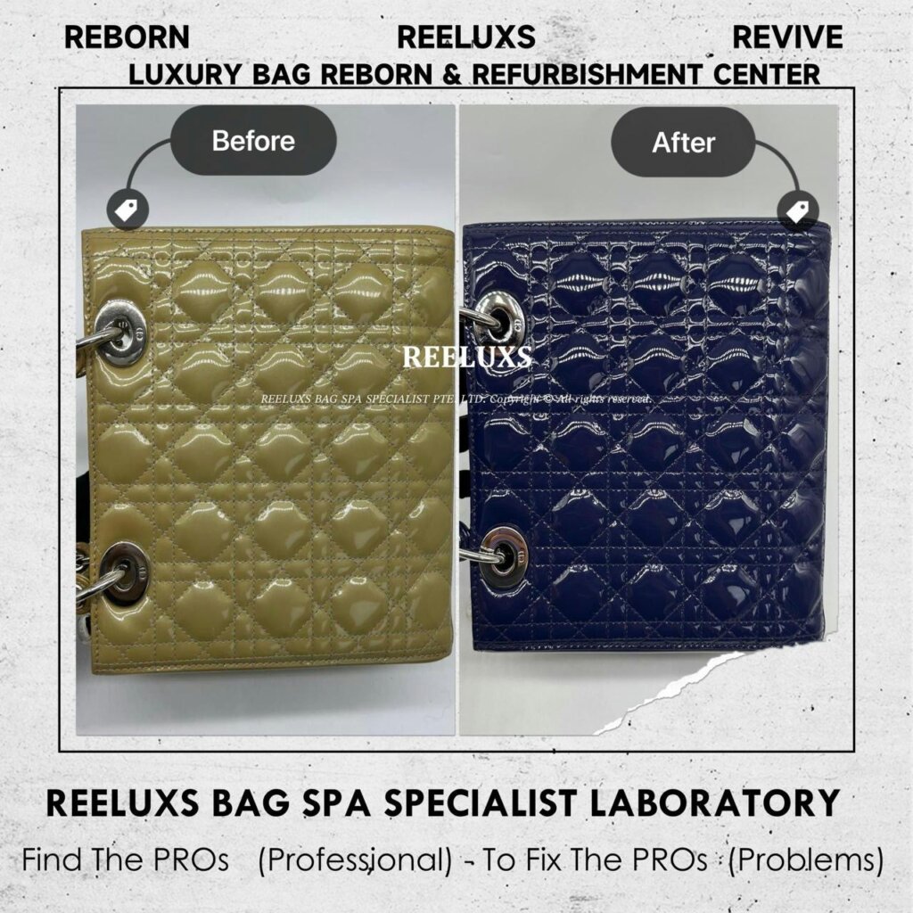 Lady Dior Medium Handbag Patent Leather Color Transfer Oxidation Refurbishment I REELUXS — frame 7