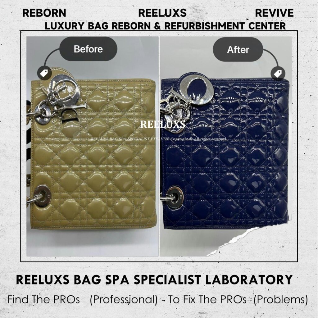 Lady Dior Medium Handbag Patent Leather Color Transfer Oxidation Refurbishment I REELUXS — frame 8