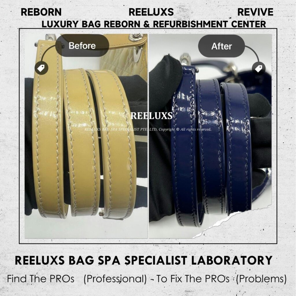 Lady Dior Medium Handbag Patent Leather Color Transfer Oxidation Refurbishment I REELUXS — frame 9