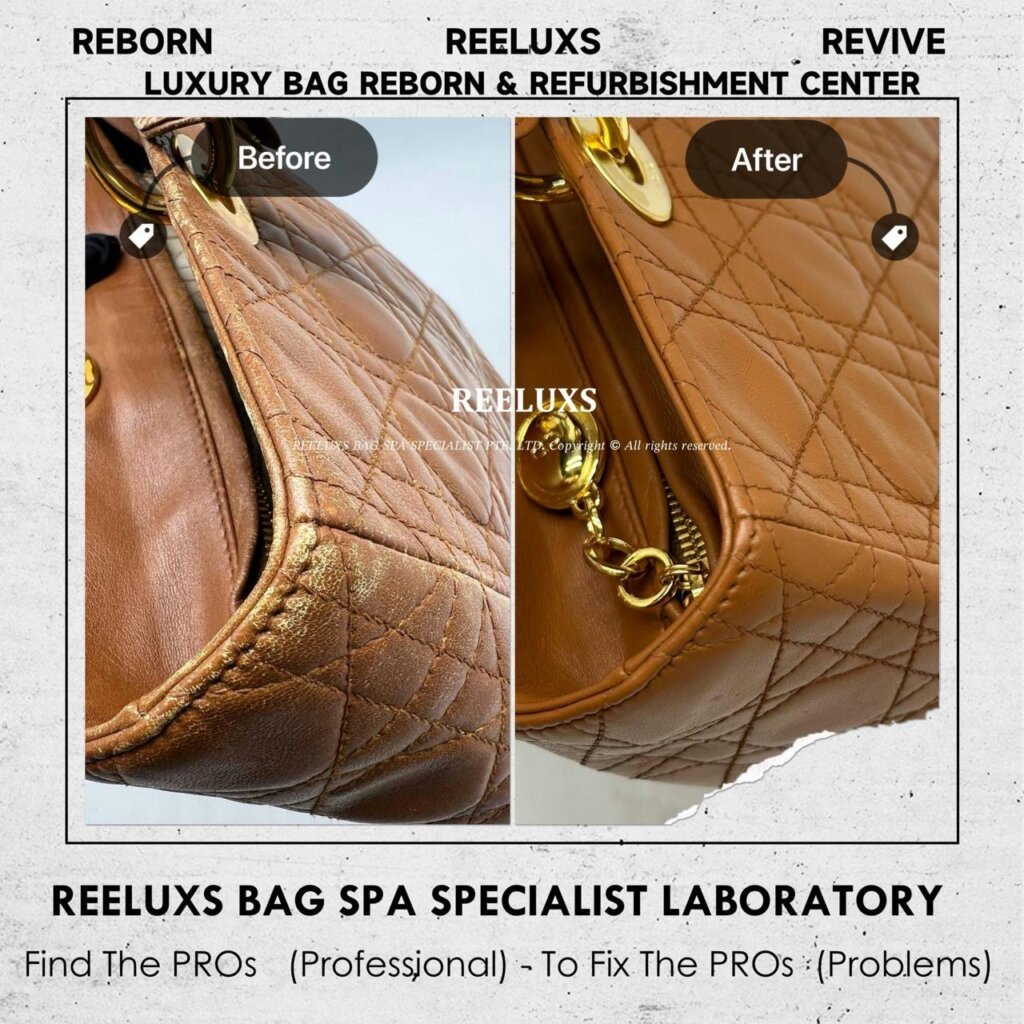 Lambskin Large Size Handbag Leather Scratches Structure Damaged Gold Hardware Faded — frame 5