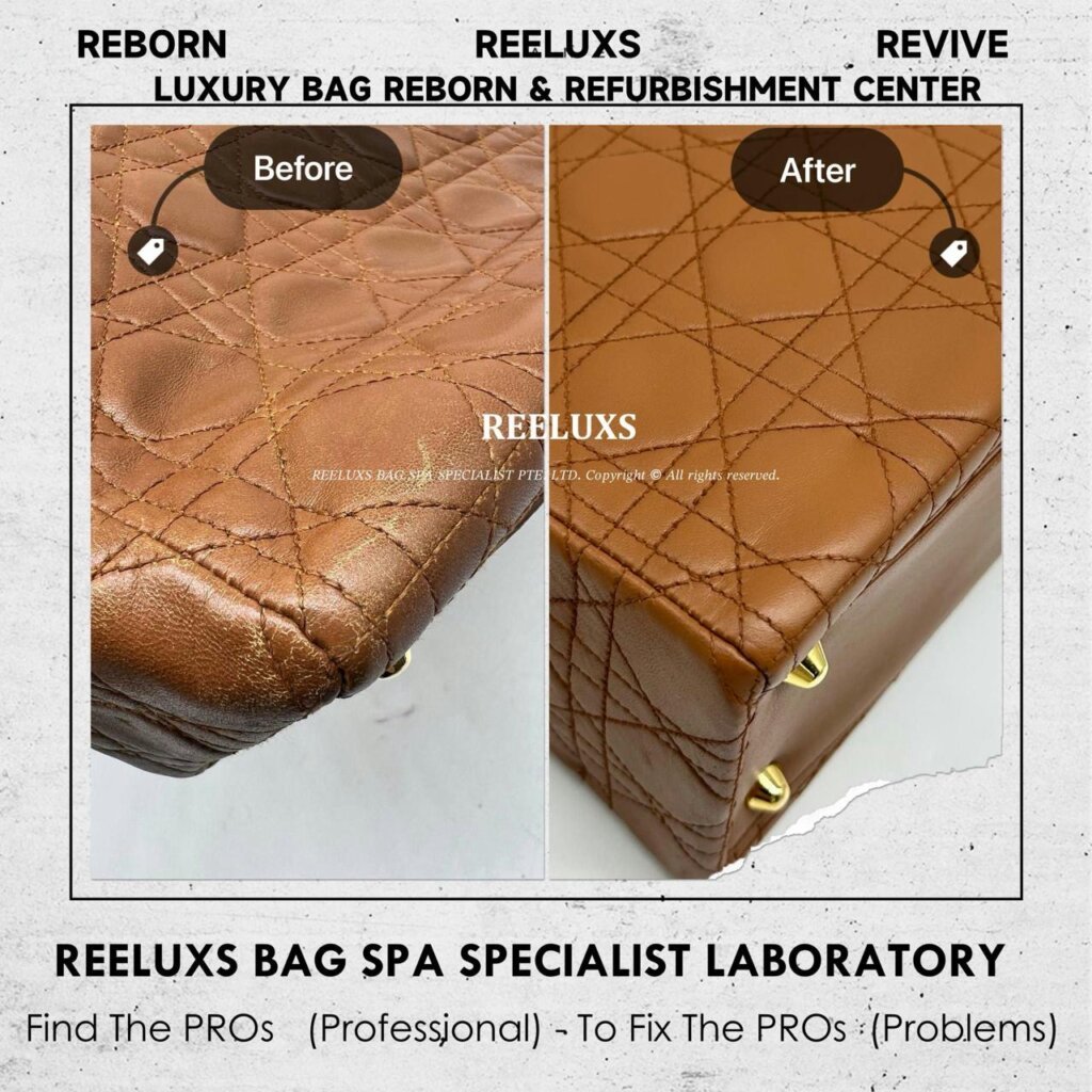 Lambskin Large Size Handbag Leather Scratches Structure Damaged Gold Hardware Faded — frame 4