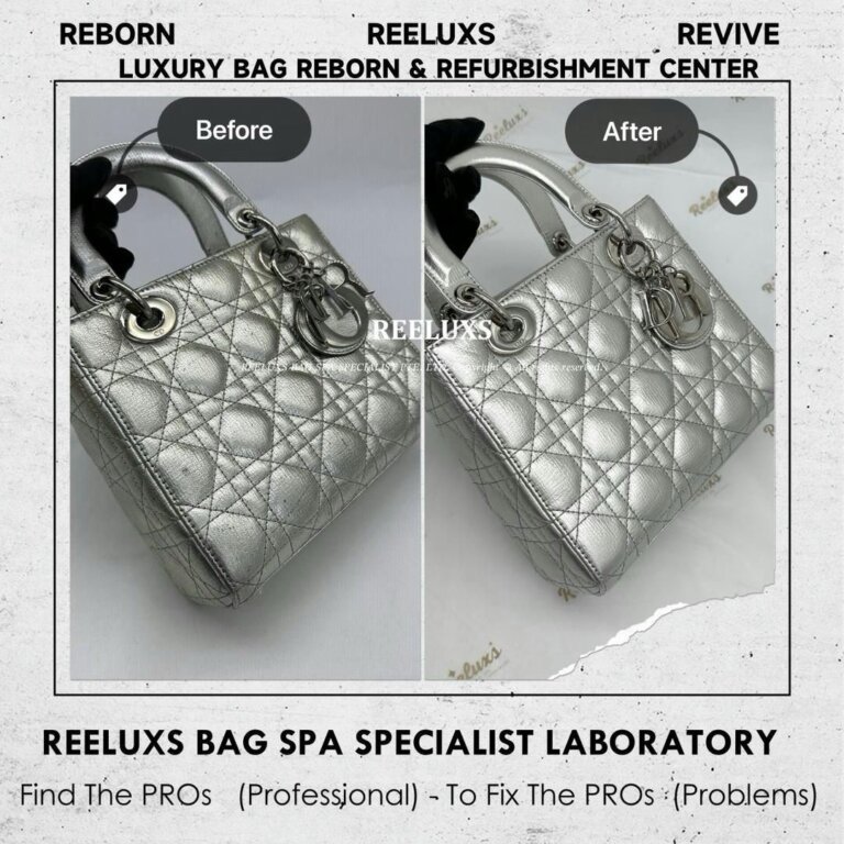 Christian Dior Small Lady Dior Handbag  Metallic Mold Damaged Oxidation & Faded Restoration I REELUXS