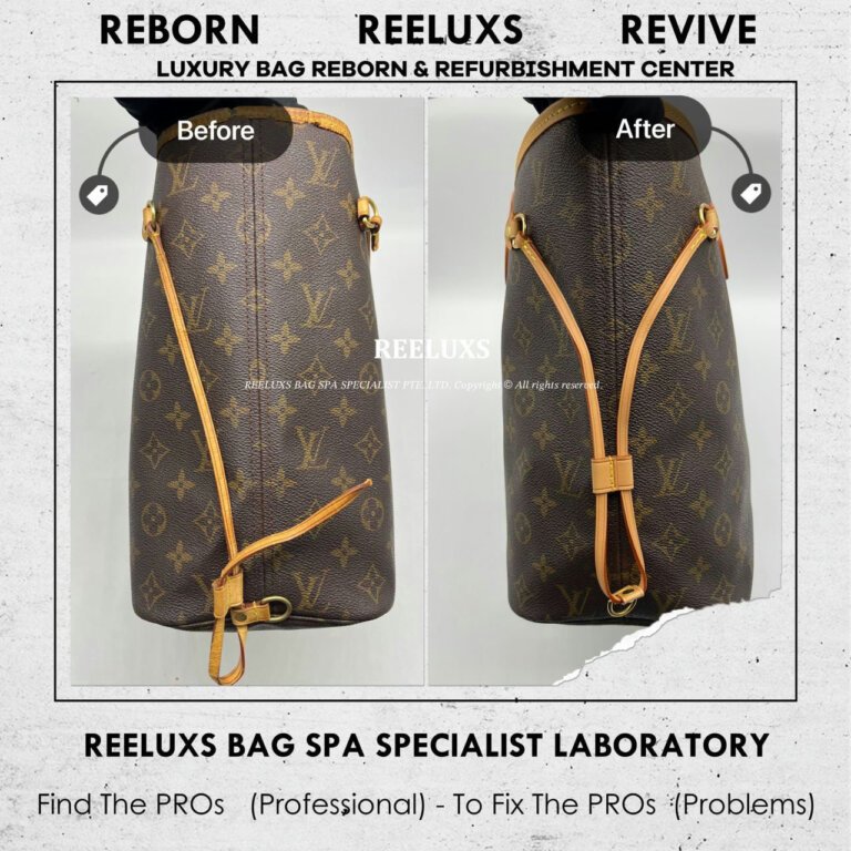 Louis Vuitton Neverfull Tote Bag Vachetta Fully Stain Cracked Broken Oxidation & Pocket Coating Peel Off Oxidation Refurbishment | REELUXS