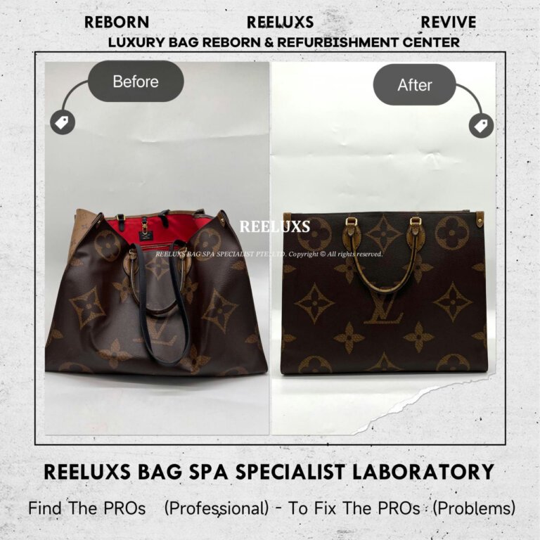 Louis Vuitton OTG Tote Bag Inner Fully Stain Oil Edge Damaged & Leather Run Of The Shape Structure Re-shape Refurbishment | REELUXS