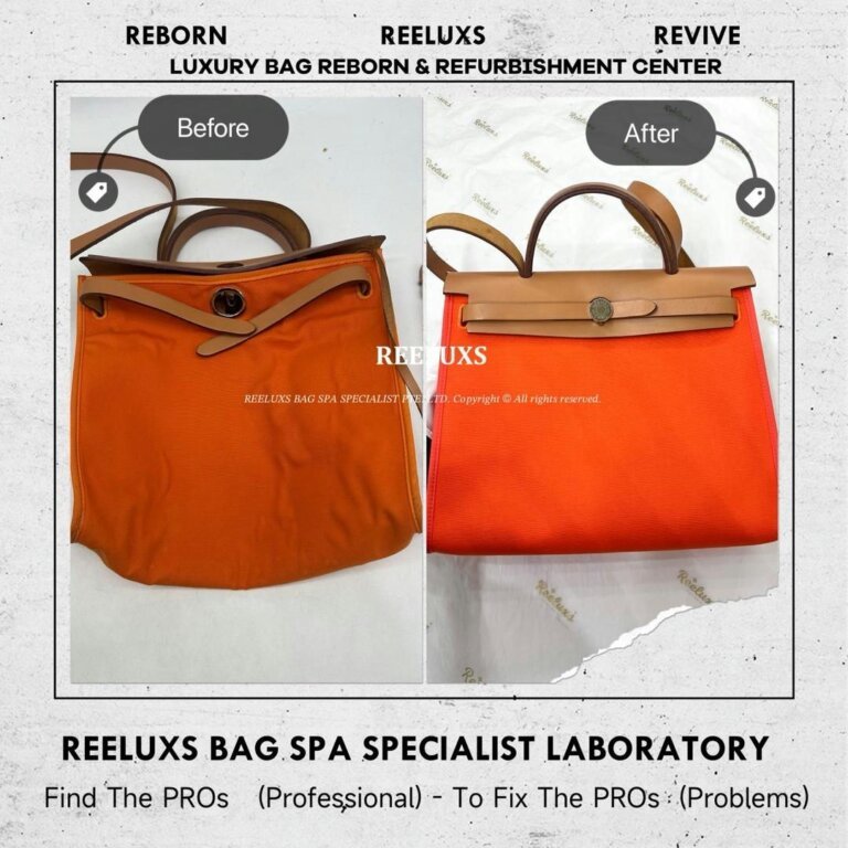 Hermès Herbag Fabric Mold Stain Spot Color Damaged & Fabric Bubble Pop Refurbishment | REELUXS