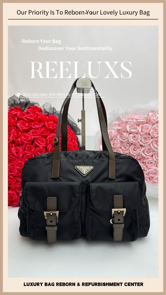 “PRADA Triangle Logo Double Pocket HandBag Nylon Color Oxidation Problem Change To… — frame 2