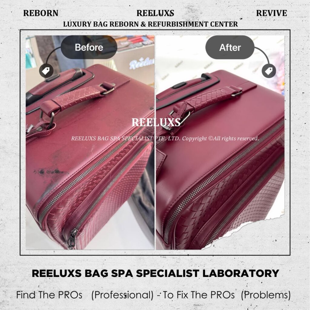 Intrecciato VN Leather Trolley Suitcase — Surface Stains & Color Damage, Matching… — frame 3