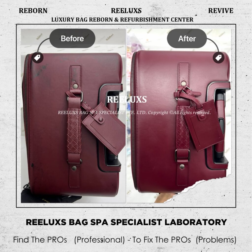 Intrecciato VN Leather Trolley Suitcase — Surface Stains & Color Damage, Matching… — frame 12