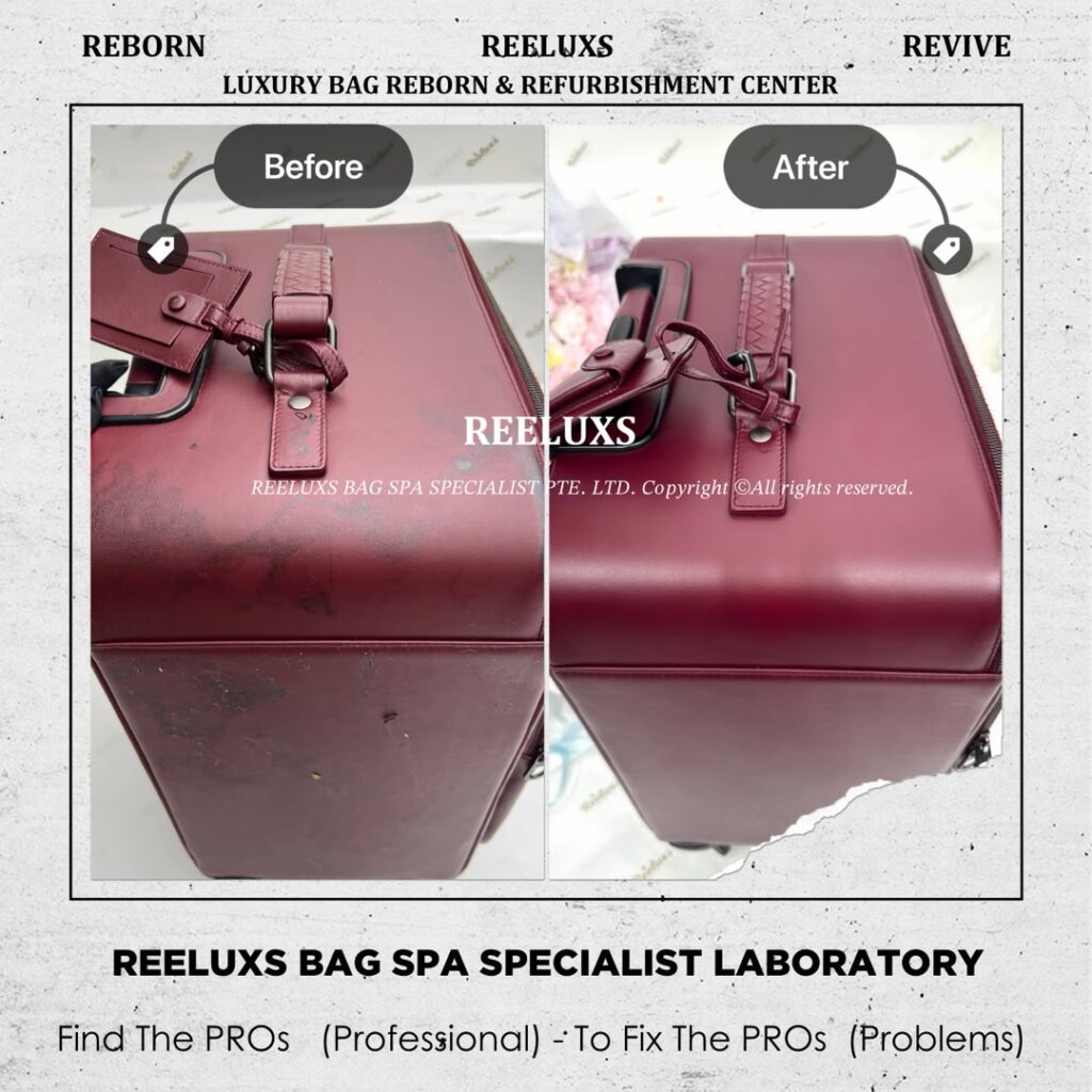 Intrecciato VN Leather Trolley Suitcase — Surface Stains & Color Damage, Matching… — frame 11
