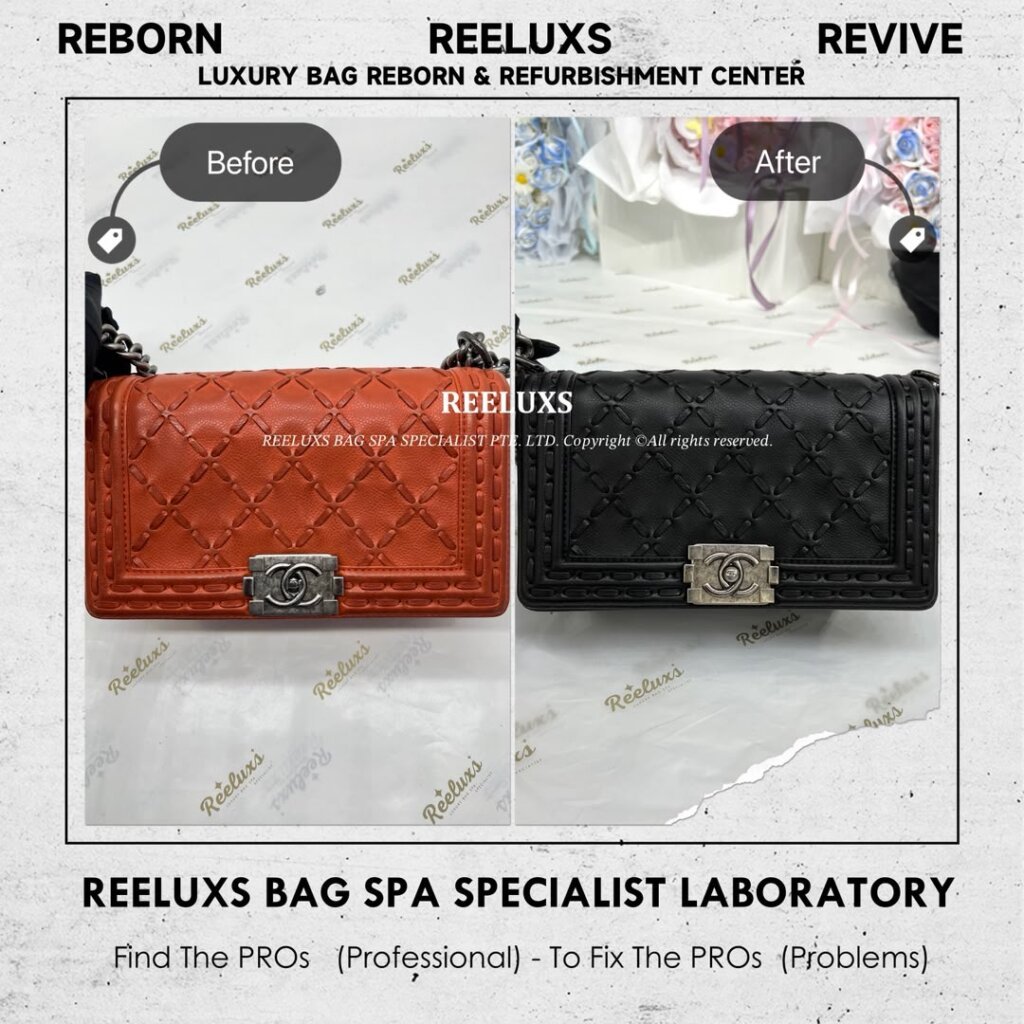 Caviar Boy Flap Bag Leather Scratches Black Stain Color Damaged Change To… — frame 1