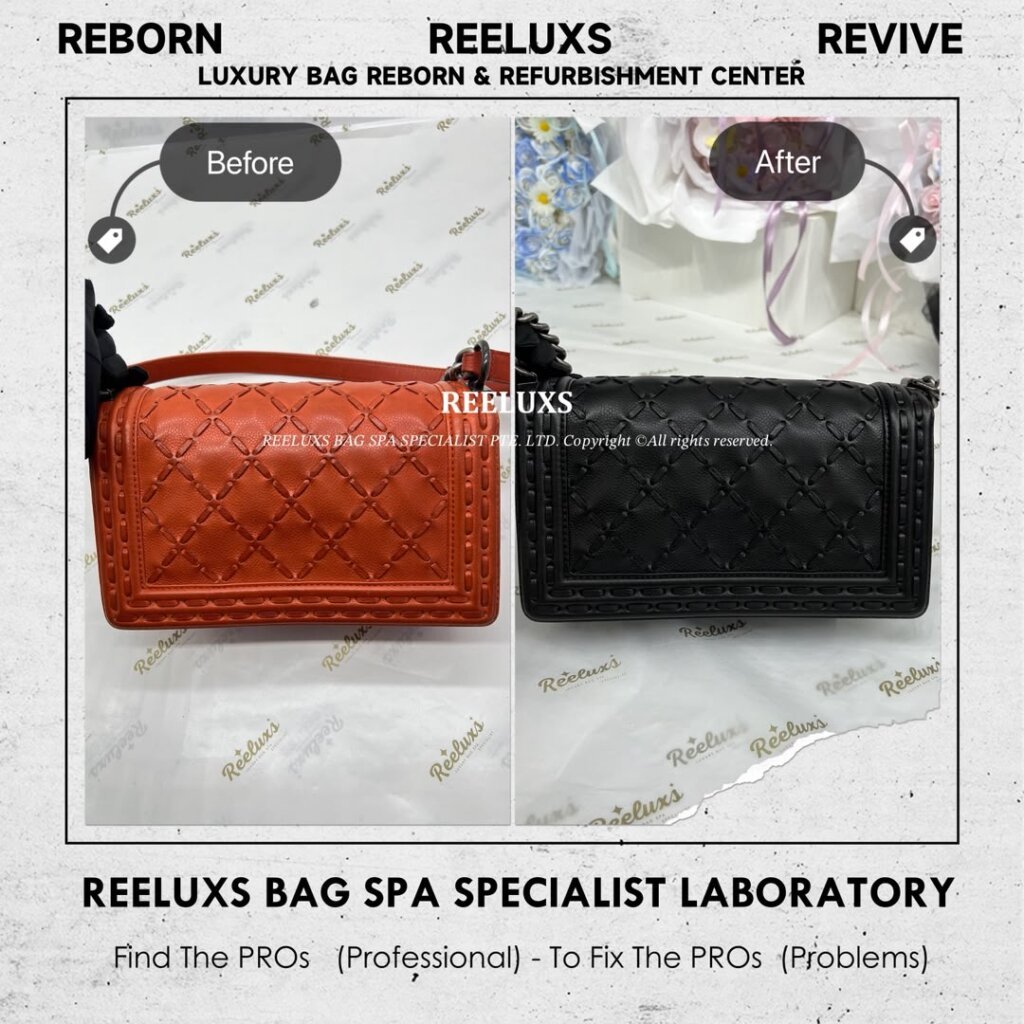 Caviar Boy Flap Bag Leather Scratches Black Stain Color Damaged Change To… — frame 3