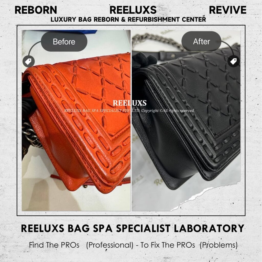 Caviar Boy Flap Bag Leather Scratches Black Stain Color Damaged Change To… — frame 7
