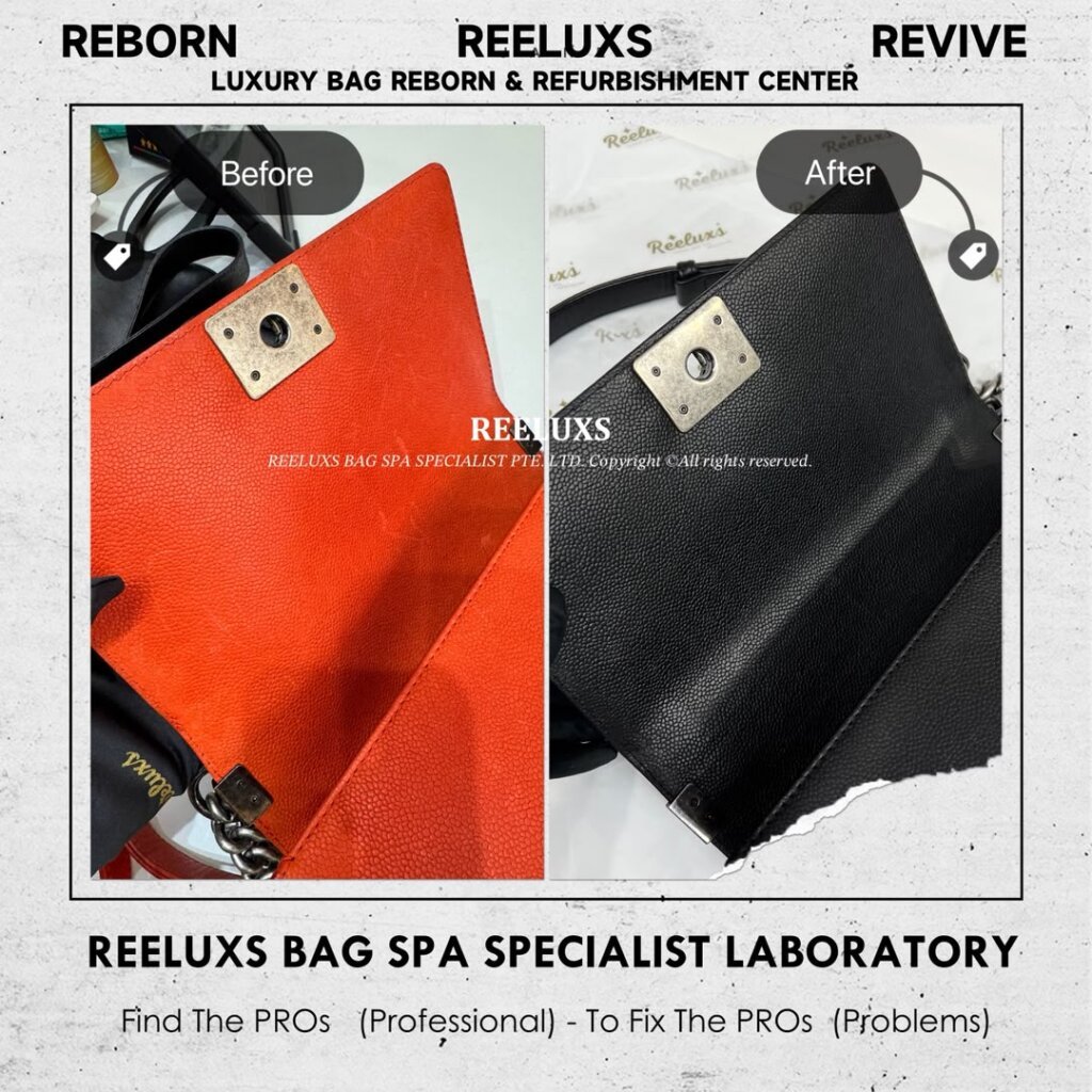 Caviar Boy Flap Bag Leather Scratches Black Stain Color Damaged Change To… — frame 9