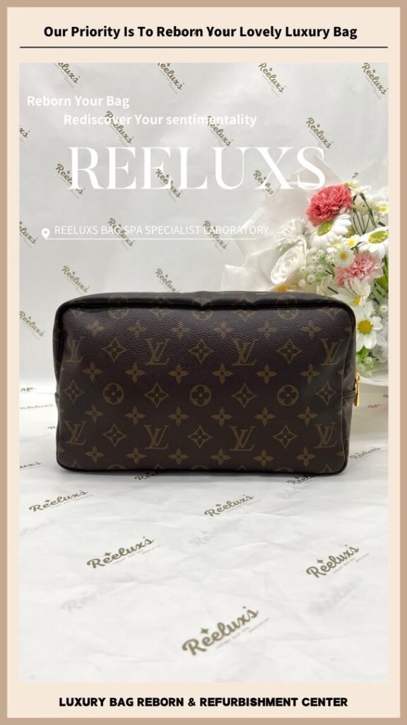 Monogram Trousse Toilette Cosmetic Pouch Zip Broken Damaged & Gold Hardware Tarnish… — frame 5