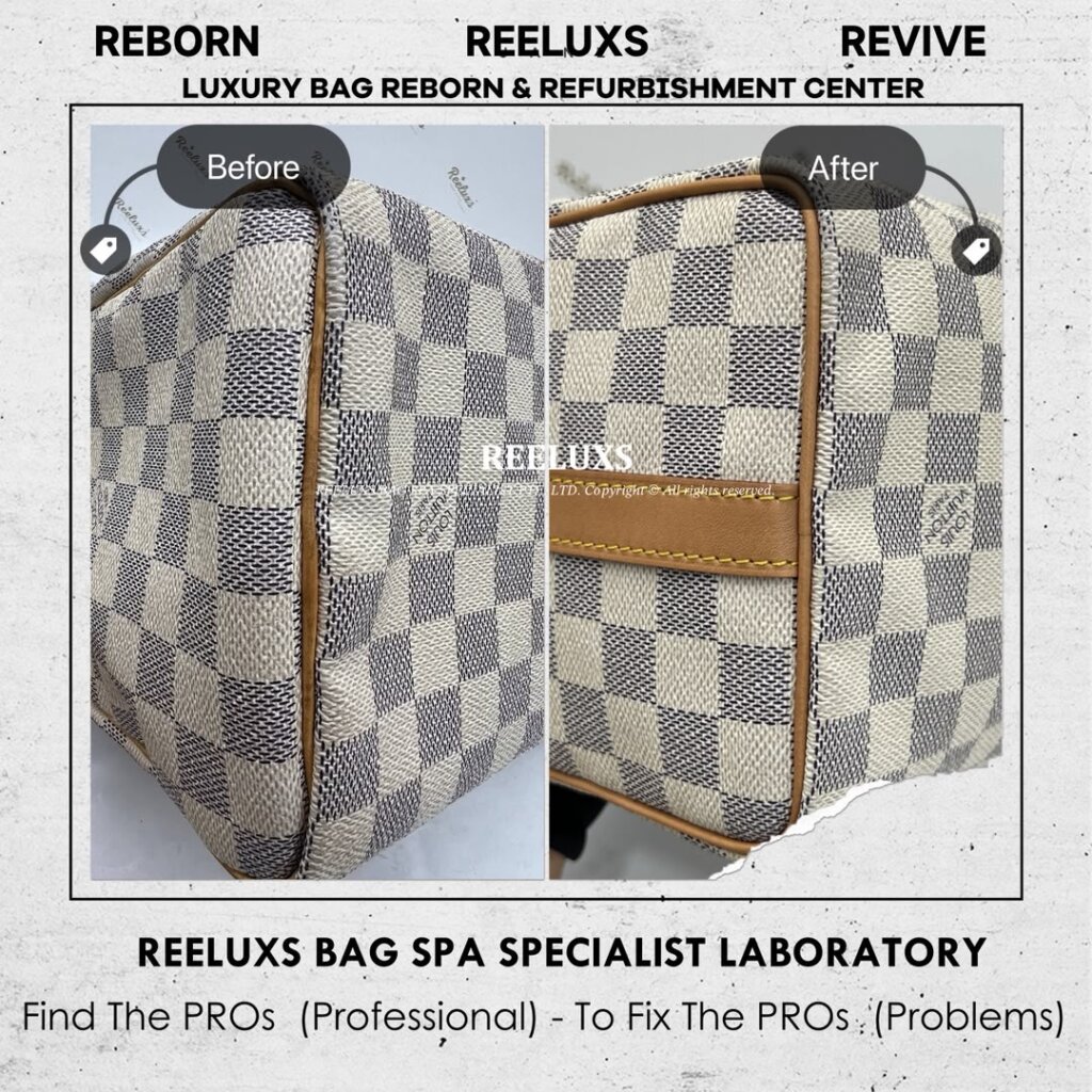 Speedy Damier Azur Bag Vachetta Fully Stain, Cracked Damaged Customized To LOUIS… — frame 19